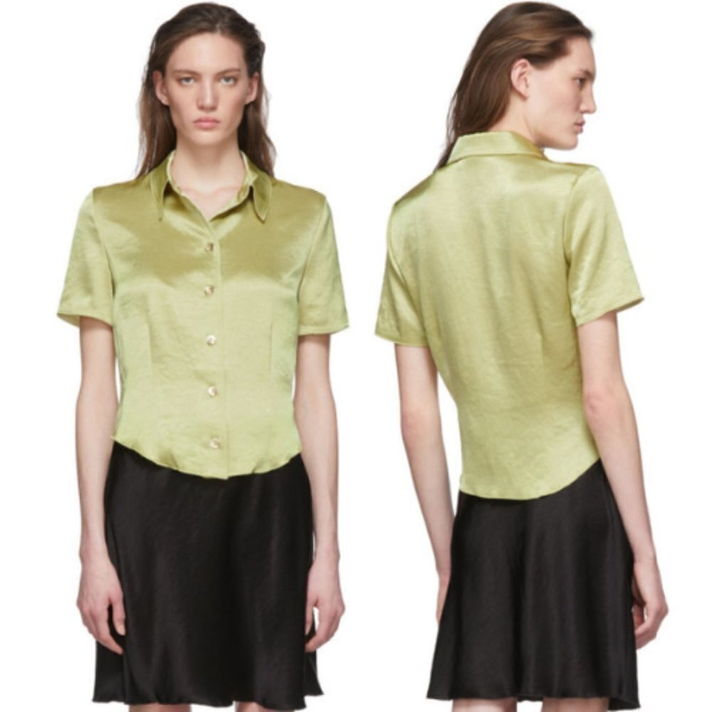 Nanushka Clare Button Down Shirt Lime Green 17517